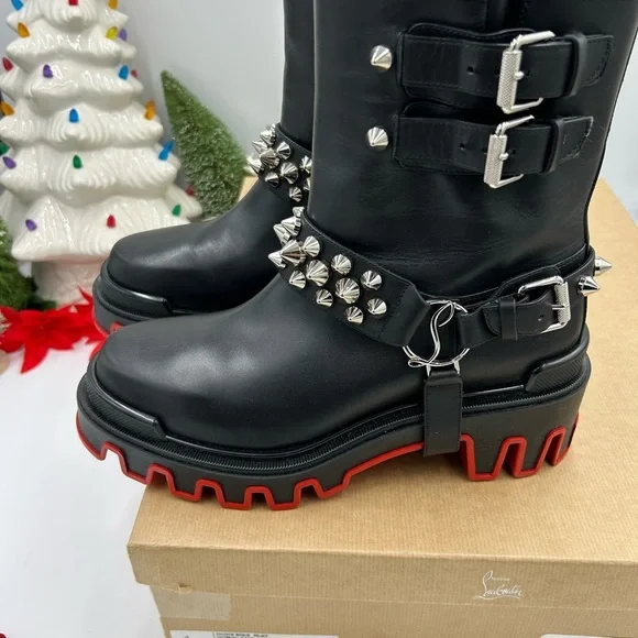 Christian Louboutin women's Dune bike spike Moto boots size 39 made in Italy - Picture 9 of 13
